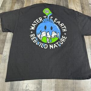 Market Smiley Men's Black T-Shirt Size 2XL - Water The Earth Graphic Tee